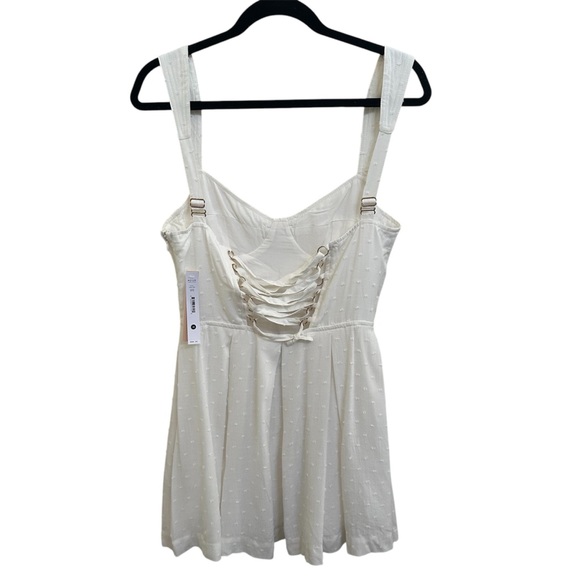 NWT! Aqua for Bloomingdales Corset White Polka Dot Textured Mini Dress - Size M - Picture 7 of 12